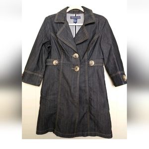 Baccini Button Front Denim Jean Jacket Dress Knee Length